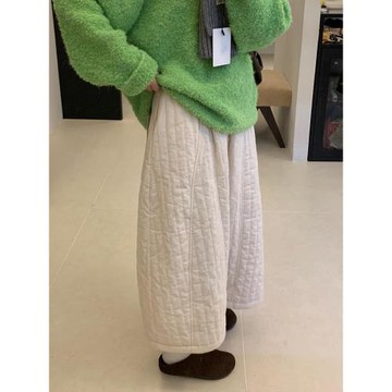 超級推薦！白色夾棉半身裙女春夏2025新款高腰加厚花苞棉裙子