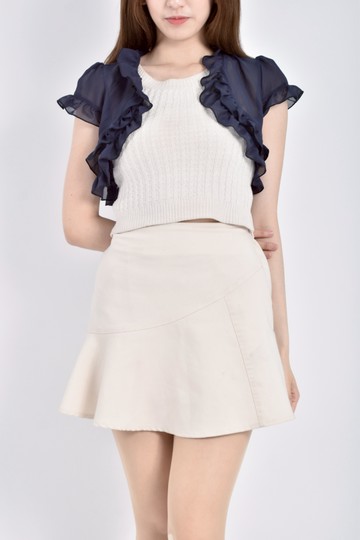 (S) nice claup co ltd修身短版雪紡藍色罩衫