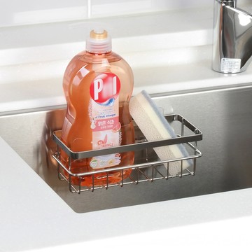 spider loc 無痕菜瓜布洗碗精收納架  銀色  1個