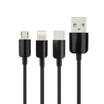 [RONEVER] 三合一介面充電線-120cm VPC137 黑