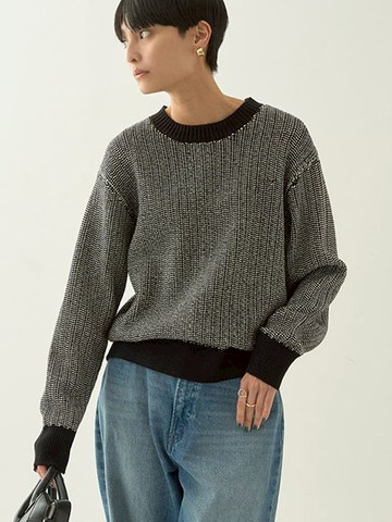 防靜電人字紋針織圓領落肩上衣(0H000080300) - AMERICAN HOLIC