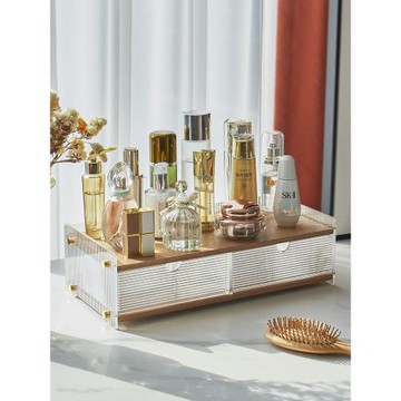 輕奢亞克力化妝品收納盒桌面抽屜式防塵首飾盒護膚品置物架大容量