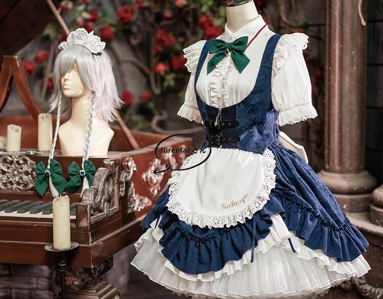 東方プロジェクト 十六夜咲夜 メイド服 コスプレ 衣装 Lサイズ セット 