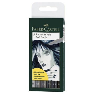 【Faber-Castell】167806 PITT藝術筆SB灰色系 6入 /盒【APP滿額下單10%點數(單一帳號最高5000點)】1/31止
