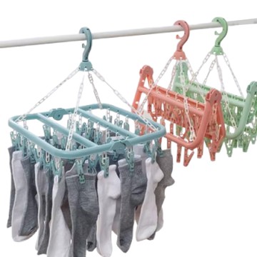 【蝦皮直營】家用32曬襪夾 B333 衣架 晾曬夾 方形可折疊 塑料 防風衣架 曬襪子 多功能晾曬架