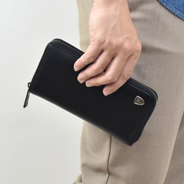 真皮長夾 騎馬三角盾牌ㄇ字拉鍊皮夾【NWD63】