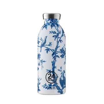 【義大利 24Bottles】義大利 24Bottles不鏽鋼雙層保溫瓶 500ml - 純淨藍白瓷