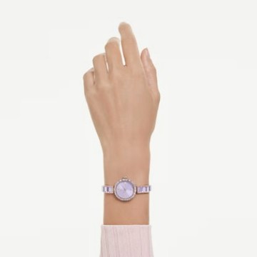 【Swarovski 施華洛世奇】Matrix bangle 手錶 (瑞士製造 水晶錶鏈 紫色 香檳金色潤飾) (5743713)