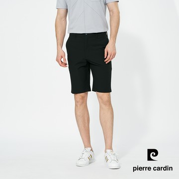 【pierre cardin 皮爾卡登】男款 暗直紋平口休閒短褲-黑色 (5257967-99)