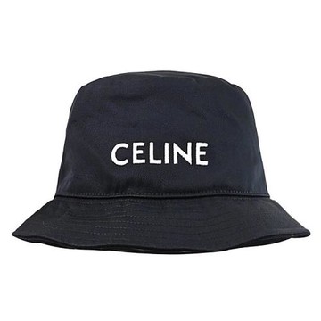CELINE 經典電繡LOGO標誌棉質漁夫帽/遮陽帽.黑