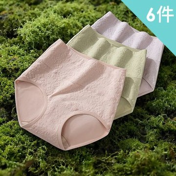 【enac 依奈川】浮雕提花刺繡高腰內褲/性感內褲/女內褲/無痕內褲(超值6件組-顏色隨機)