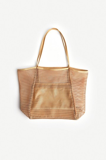 Burly Wood Mesh Beach Tote Bag