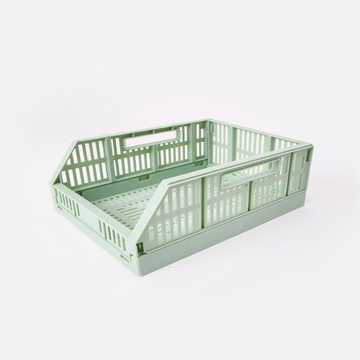 可折疊斜口收納籃S 淺綠