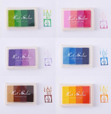 4色漸變彩色印臺DIY印泥臺橡皮章兒童手掌手指畫相冊手賬印泥印章【遠宏-文教用品】【益三和】可開發票