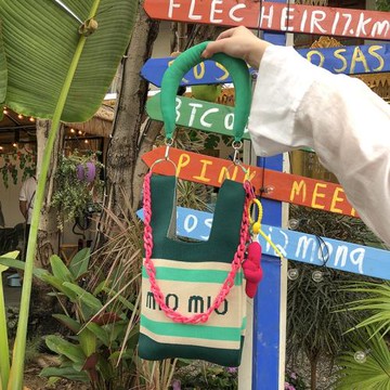 原創設計小眾針織包跨境手工鏈條女士出街編織包包輕便肩手提包