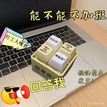 🔥臺灣出🔥新款迴答我玩具語錄髮光語音鑰匙扣解壓按鍵朋友趣味掛件抽象 look in my eyes 迴答我 90TX