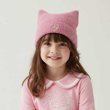 FILA KIDS 兒童貓耳針織毛帽-粉色 HTZ-8004-PK