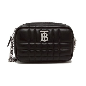 BurberryLola 迷你相機包  80648541 絎縫羔羊皮 黑色銀釦