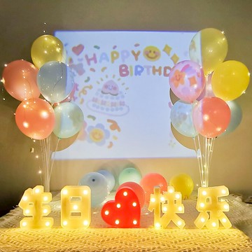 氣氛投影燈 氣氛燈 星空燈 ins同款生日快樂投影儀氛圍燈背景裝飾投影燈周歲場景布置『XY37608』