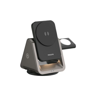 PHILIPS 黑金剛三合一磁吸充電座 /組 DLK3540Q