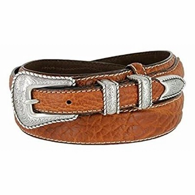 メンズファッション 財布、帽子、ファッション小物 Belts.com メンズ 男性のための西洋シルバー刻まロープ縁レンジャー革 
