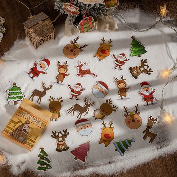 🍋檸檬青🍋 台灣現貨聖誕圓舞曲系列燙金盒裝卡通貼紙6款60張入手帳裝飾素材