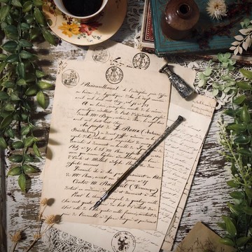 法國19世紀百年印花稅紙手寫文件5份合售