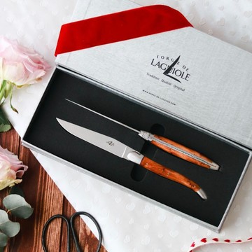 客製刻名服務 Laguiole  霧面各式木質刀叉禮盒組 - 霧面~南柏木(TF 2M IN TH SAT)