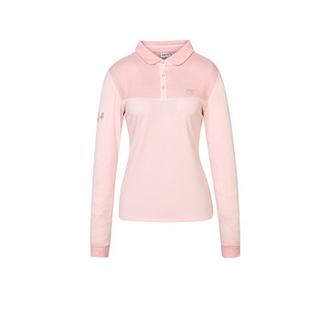 FILA GOLF 女長袖機能透氣POLO衫-粉色 5POZ-6017-PK