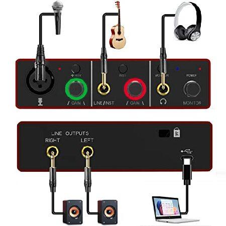 USB Audio Interface Solo(24Bit 96kHz) 48V Phantom Power for Computer Recording Podcasting and Streaming Plug and Play Noise-Free Wrugste XLR Audio Int