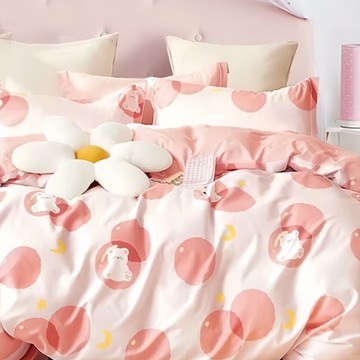 LoveCity 寢城之戀 100%純棉 床包枕套組  萌萌熊  雙人床包186 x 150cm + 枕套45 x 75cm  床包 + 枕套 2件