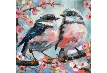 小鳥繪畫原創藝術小幅厚塗油畫