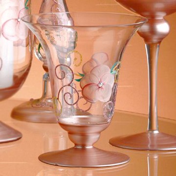 Madiggan貝斯麗   粉色玫瑰彩繪玻璃喇叭瓶-買一送一