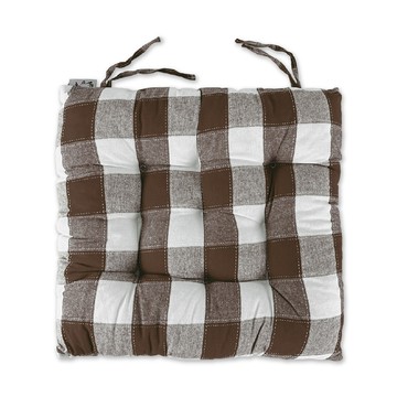 平紋格子餐椅墊-咖