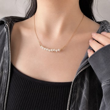【SK飾品】淡水珍珠鈦鋼項鍊【850842】鈦鋼項鍊 珍珠項鍊 鎖骨鍊