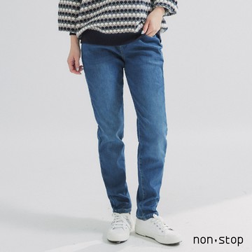 non-stop 保暖彈力內刷毛抽繩丹寧褲-1色