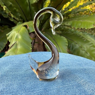 Vintage 60s Murano Glass Swan Figurine sculpture Sommerso Technique