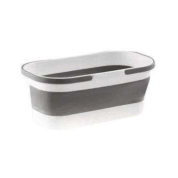 可折疊大容量水桶 清洗不局限 底部移動滑輪 可當收納盒  灰色 + 白色  1個