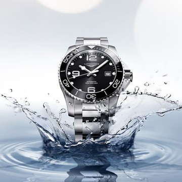 LONGINES 浪琴 深海征服者浪鬼陶瓷潛水機械錶-黑x銀/43mm L37824566