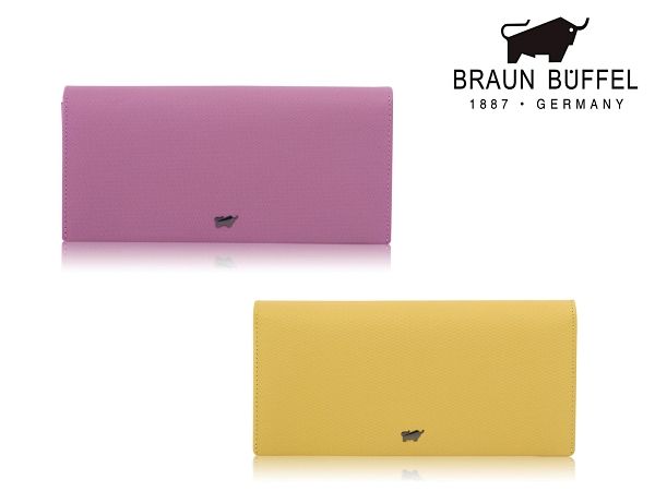 【全新品公司貨】BRAUN BUFFEL 可放零錢長皮夾 紫/黃 【寧寧小舖/台中30年老店】BF652-200-1