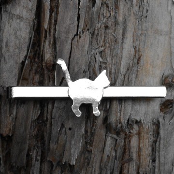 友善貓咪錫鑞領帶夾，手工動物飾品