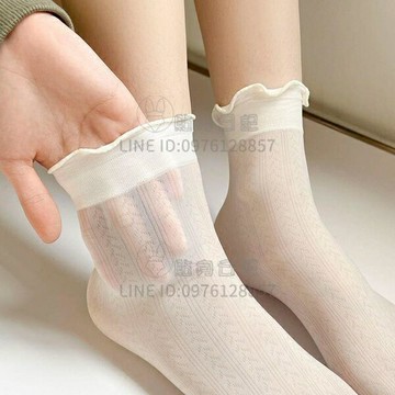 中筒襪英倫風配小皮鞋襪子女中筒襪花邊素色薄款冰絲日系襪子【倪醬小鋪】