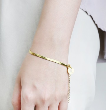 【客製】蛇骨鍊手鍊 不鏽鋼 / 金色 / 可刻字