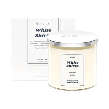 PRAY 經典天然大豆蠟燭 S  純白棉花  1件  165g