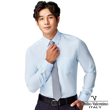 范倫提諾修身彈性長袖襯衫2008-藍15.5