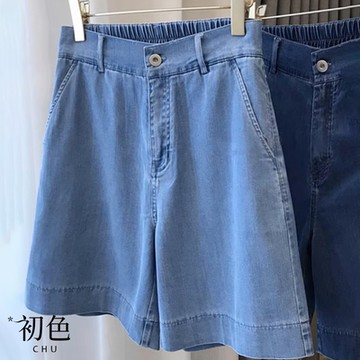 初色 高腰復古休閒口袋五分短褲-共2色-68602(M-2XL可選)