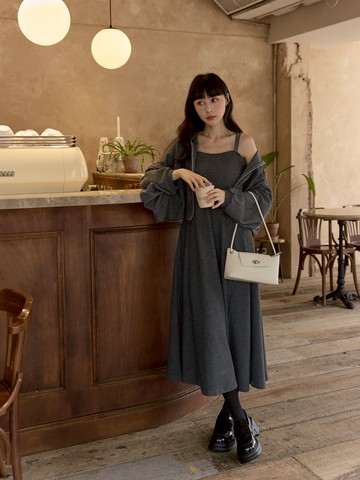 兩件式 休閒連帽外套長洋SET