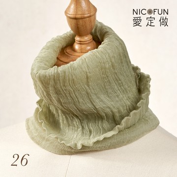 NicoFun 愛定做 海洋森林33 淺青蘋柳葉絲 百搭圍脖 圍巾 100%桑蠶絲 真絲silk(四季圍脖 圍巾 領巾)