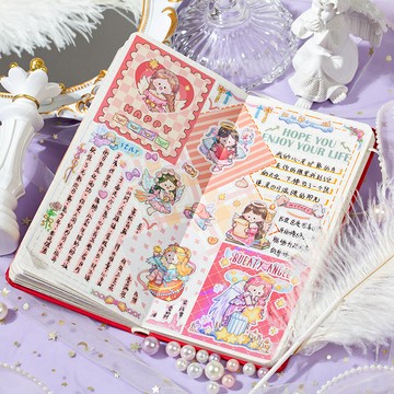 🍋檸檬青🍋 新款現貨特價售完無補仙境柒遇記系列4款12張貼紙+1枚咕卡入可愛卡通人物咕卡套裝貼紙手帳裝飾素材