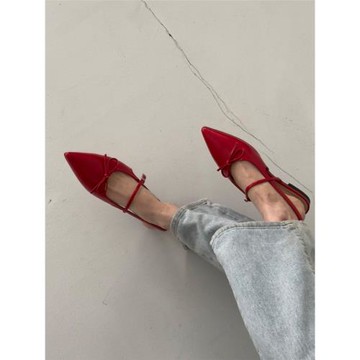 衣玲女鞋2025春夏鏤空性感蝴蝶結低跟細帶尖頭鞋女涼鞋